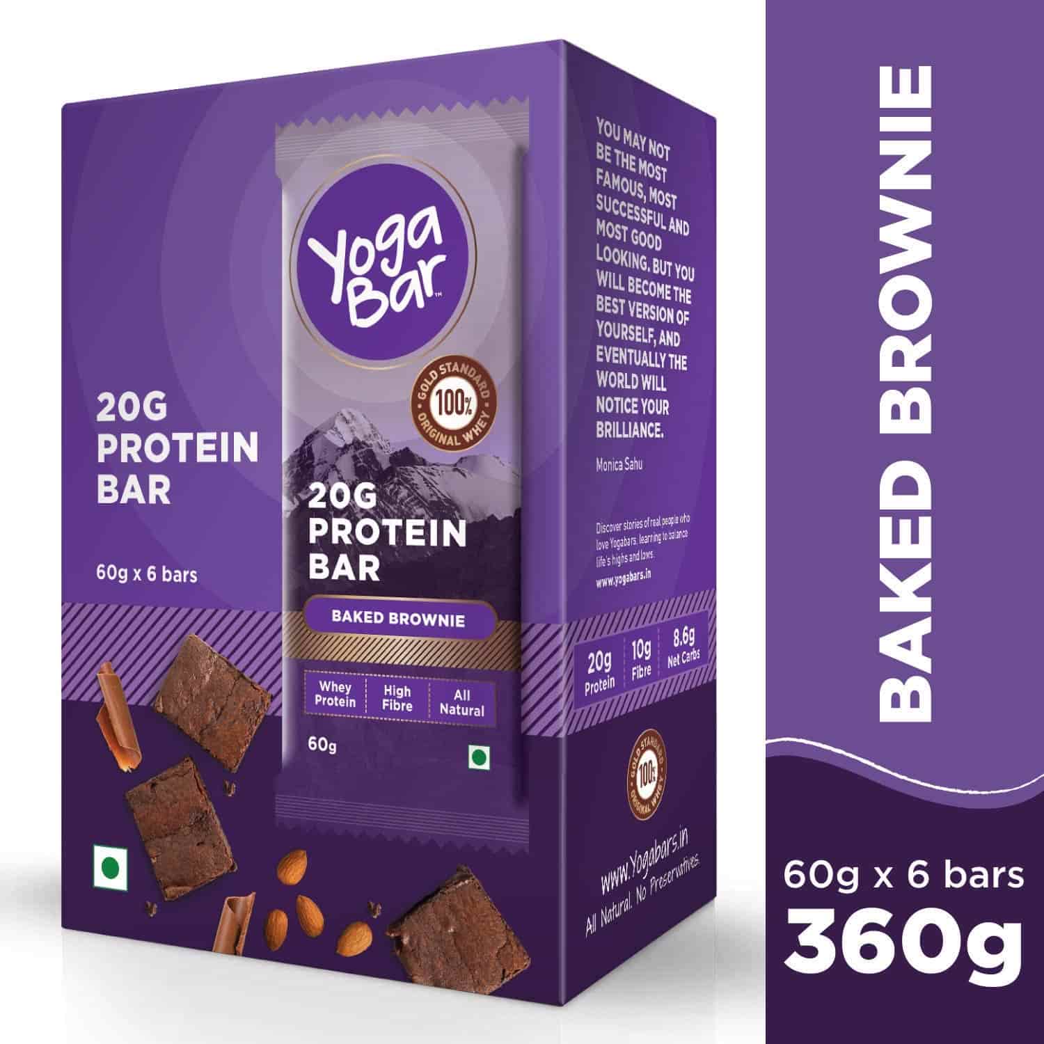 Yogabar Protein Bar Baked Brownie – 6 x 60gms